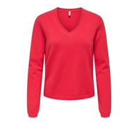 ONLY Onlloyal Life LS V-Neck Jersey KNT Nca, Rojo Marte, S