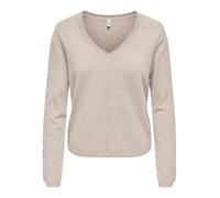 ONLY Onlloyal Life LS V-Neck Pullover Knt Nca Cuello de V, Beige, M Mujer, Beige., M