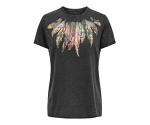 Only ONLLUCY - Camiseta Estampada para Mujer, Cuello Redondo, básica, con Texto Impreso, Negro, S