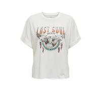 ONLY Onllucy Life S/S Wild Fold-up Topbox Jrs Camiseta, Cloud Dancer/Print: Lost Soul Ethnic, S para Mujer