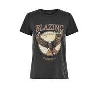 Only Onllucy Reg S/S Top Jrs Noos Camiseta, Negro. Estampado: Blazing, M Mujer