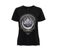 Only Onllucy Reg S/S Top Jrs Noos Camiseta, Negro/Estampado: Loto, XL Mujer