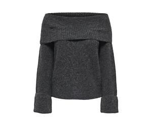 ONLY Onlluna LS Off Shoulder Pullover Knt Jersey, Gris Oscuro, M para Mujer