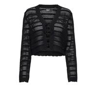 ONLY Onllykke Tie Cardigan L/S Knt Noos Chaqueta De Punto con Dobladillo Acanalado Y Manga Larga, Corte Regular, Negro, L para Mujer