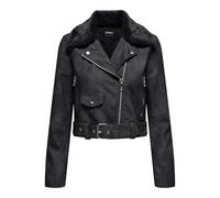 ONLY Onlmacy Washed Biker CC Otw Chaqueta de Motorista, Phantom/Detail:DTM Fur, M para Mujer