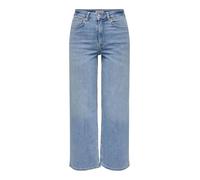Only Pantalón vaquero Onlmadison Blush Crop – Cintura alta, Corte ancho, Azul claro – Talla S
