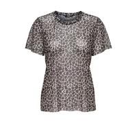 ONLY Onlmaja Leo Mesh S/S Top Jrs Camiseta con Mangas Voluminizadoras para La Temporada Primavera/Verano, Negro, L Mujeres