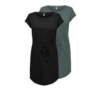 ONLY Onlmay Life S/S Dress 2 Pack Ay CS Jrs, Negro, S (Pack de 2) Mujeres