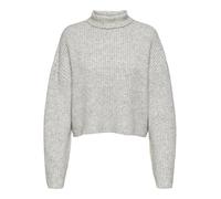 ONLY Onlmelanie L/S Jersey de Cuello Alto Knt Punto, Gris Claro, S para Mujer