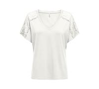 ONLY Onlmoster S/S V-Neck Lace Top JRS - Camiseta para Mujer, Cloud Dancer, M
