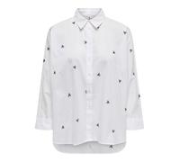 Camisa de Mujer con Cuello de Camisa, Ajuste Cuadrado, puños y Botones cómodos y Elegantes., Color:Blanco-4, Talla:M