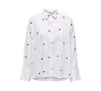ONLY Onlnew Lina Grace LS Emb Camiseta Wvn Blusas, Blanco Brillante/AOP:Heart, XS para Mujer