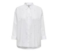 ONLY Onlnew Lina Grace LS Emb Shirt Noos Wvn Cierre De Botón Caja Ajuste Camisa De Manga Larga, Blanco Brillante, S Mujeres