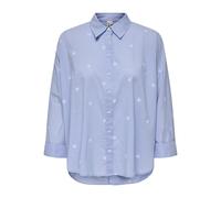 ONLY Onlnew Lina Grace LS Emb Shirt Noos Wvn Cierre De Botón Caja Ajuste Camisa De Manga Larga, Brunnera Blue, M Mujeres