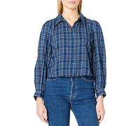 ONLY Onlnew Sandra LS Check-Camiseta de Manga Corta Blusa, Azul marítimo/Cuadros: Azul Marino Peony/Blanco Brillante, M (Pack de 4) para Mujer