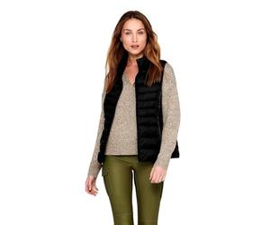 ONLY ONLNEWCLAIRE Quilted Waistcoat OTW Noos, Abrigo Mujer, Black/Detail:Pipping Tone in Tone, M