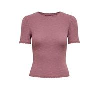 ONLY Onlnicole Life SS O-Neck Scallop Top Jrs, marrón, XS Mujeres