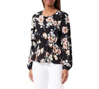 ONLY Onlnova Life L/S Peplum Top AOP Ptm Blusa para Mujer, Black/AOP:ay New Rosie Blossom, M