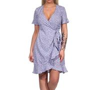 Only Onlolivia S/S Wrap Dress Wvn Noos Vestido, Violeta (Chinese Violet/AOP/W/Nanna Flower), 36 para Mujer