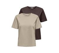 ONLY Onlonly S/S tee Noos 2 Pack Camiseta, Pastel de Chocolate, L (Pack de 2) Mujeres