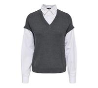 ONLY Onlpayson LS Polo Mix Vest Knt, Gris Oscuro, XS Mujeres