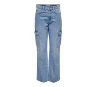 ONLY ONLRILEY HW STR Cargo DNM PIM875 Noos Pantalones Tipo, Light Blue Denim, 29W x 30L para Mujer