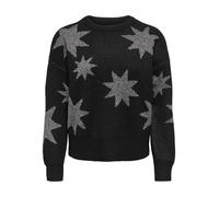 ONLY Onlrosie LS O-Neck Glitter Knt, Negro, L para Mujer