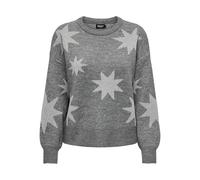 ONLY ONLROSIE LS O-Neck Glitter KNT, Suéter pulóver Mujer, Medium Grey Melange/Pattern:Silver Glitter,