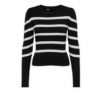 Only Onlsally L/S Puff Jersey KNT Noos de Punto para Mujer, Negro/Rayas: W. Cloud Dancer, S