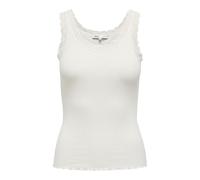 Only Onlsara Sharai Encaje Tank Top JRS Noos Basic sin Mangas Camiseta sin Mangas con Cuello Redondo y Detalle de Encaje, Cloud Dancer, XL