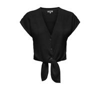 ONLY Onlsiesta S/S Knot Linen Bl Camiseta Pnt, Negro, M para Mujer