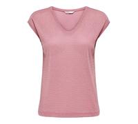 Only Onlsilvery S/S V Cuello Lurex Top JRS Noos Top Básico con Cuello en O y Manga Corta para una Elegancia Joven, Caramelo, M Mujeres