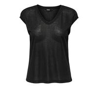 Only Onlsilvery S/s V Neck Lurex Top Box Jrs, Camiseta Mujer, Negro (Black), 34 (Talla del Fabricante: X-Small)