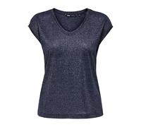 Only Onlsilvery S/S V Neck Lurex Top Jrs Noos Camiseta, Blue (Night Sky), S Mujer