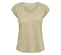 ONLY Camiseta de manga corta con cuello de pico. Color Dorado