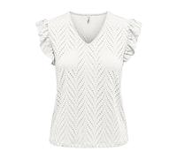 ONLY Onlsmilla S/L V-Neck Frill Top JRS, Cloud Dancer, M