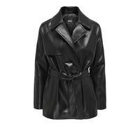 ONLY Onlsofia - Abrigo corto de piel sintética para mujer, Negro, L