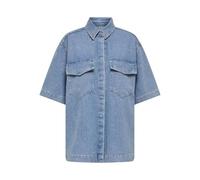 ONLY Onlsophie Oversize S/S Dnm Shirt Camisa Vaquera con Hombros Cruzados para Diario, Mezclilla De Color Azul Claro, L Mujeres
