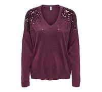 ONLY Onlstarry LS Sequin Boxy Cuello en V KNT para Mujer, Mauve Wine, S