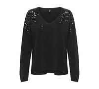 ONLY Onlstarry LS Sequin Boxy V-Neck Knt, Negro, L para Mujer