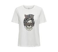 ONLY Onlstella Life S/S Skull Top CS Jrs, Cloud Dancer, XS Mujeres