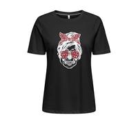 ONLY Onlstella Life S/S Skull Top CS JRS, Negro, XS