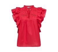ONLY Onlsunny Capsl Frill WVN Noos Top De Las Mujeres con Cuello En V Manga Corta Y Volantes, Rojo, S