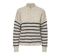 ONLY Onltokyo L/S Highneck Zip Jersey Knt Suéter, Pumice Stone/Stripes:Blue Stripes, XS para Mujer
