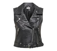 ONLY Onlvera Faux Leather Waistcoat Mujer Chaleco Negro