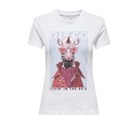 ONLY Onlvibe Life S/S Glasses Top Box JRS, Blanco Brillante, S