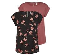 ONLY ONLVIC - Camiseta básica de Manga Corta para Mujer (2 Unidades, Cuello Redondo, Corte Regular, Manga Corta, con Cremallera, diseño de Verano), Rose Brown (15284243), 40