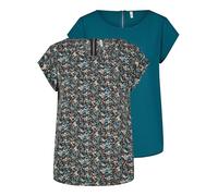 ONLY ONLVIC - Camiseta básica de Manga Corta para Mujer (2 Unidades, Cuello Redondo, Corte Regular, Manga Corta, con Cremallera, diseño de Verano), Deep Teal (15284243), 42