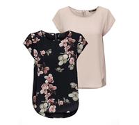 ONLY Onlvic S/S Solid AOP Top Ptm - Camiseta de Manga Corta para Mujer, Peach Whip/Black/Autumn Blooming, 48