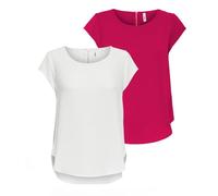 ONLY Onlvic SS AOP Noos Ptm Top, Camiseta, Blusa, Elegante Top Mujer, 2 Unidades (1 Cloud Dancer/1 Granita), 48